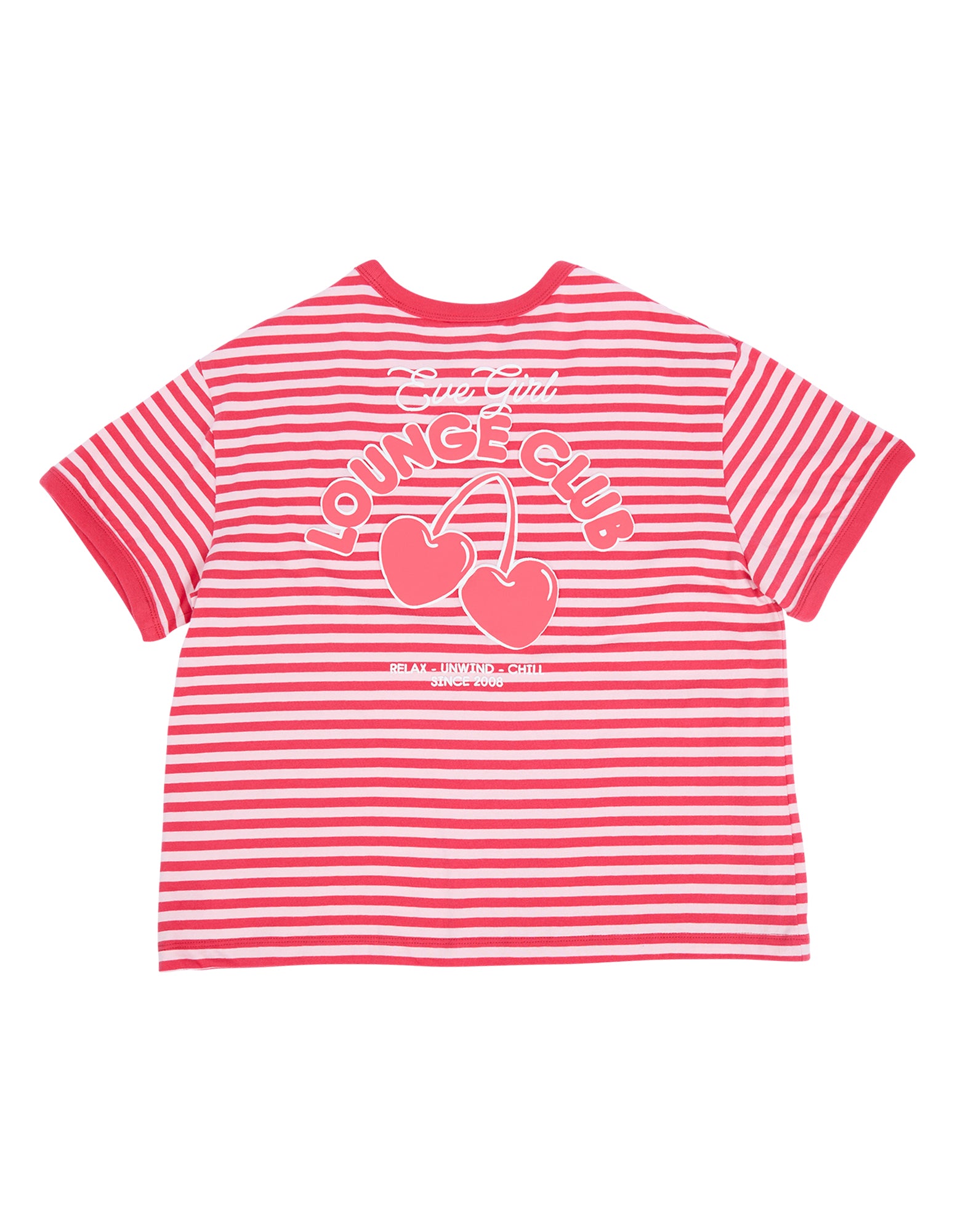 Eve Girl Lounge Club Stripe Tee (Size 3-7) in WATERMELON