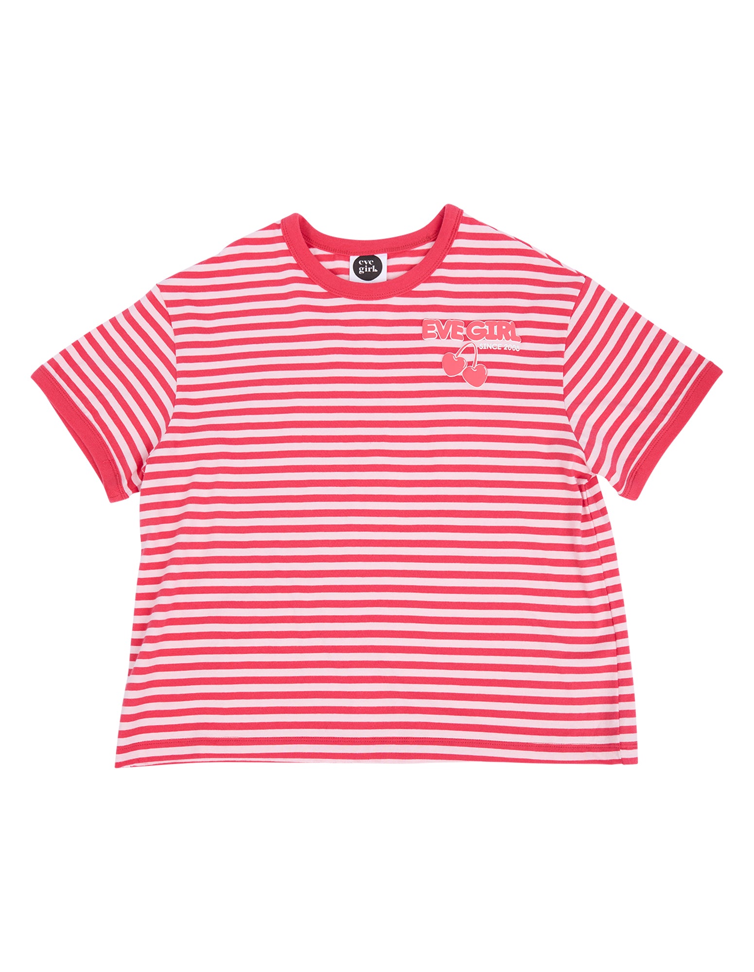 Eve Girl Lounge Club Stripe Tee (Size 8-16) in WATERMELON