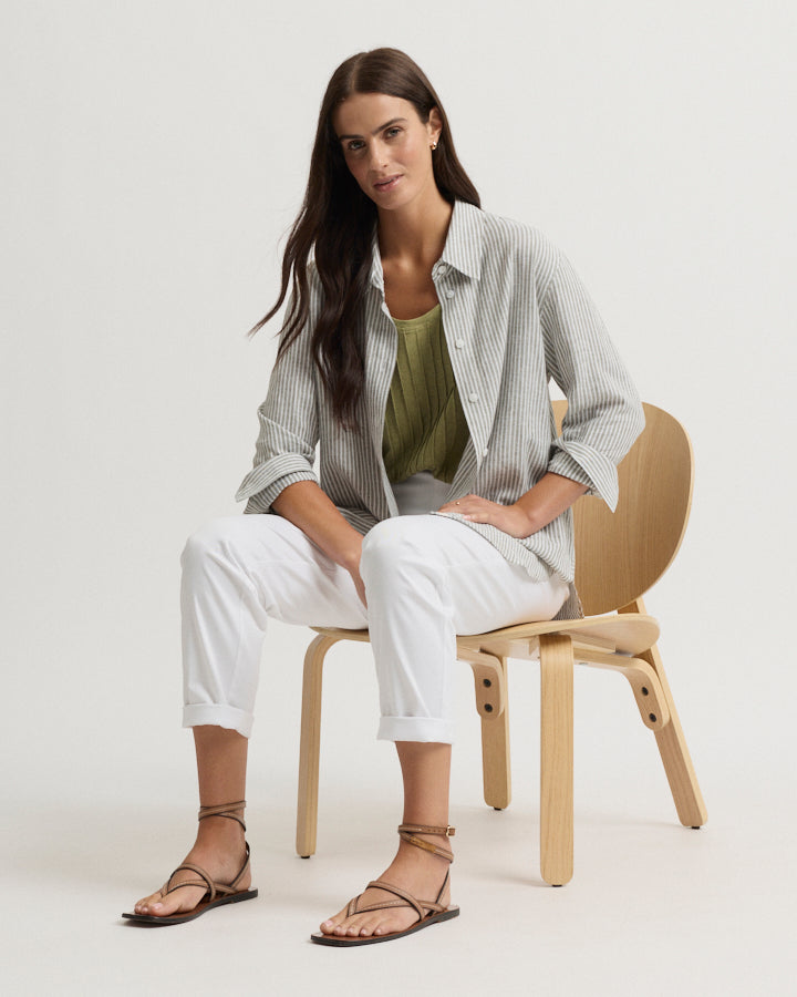 Yarra Trail Mornington Shirt in MOSS/WHITE