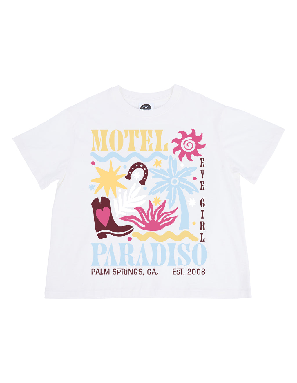 Eve Girl Palm Springs Tee (Size 8-16) in VINTAGE WHITE