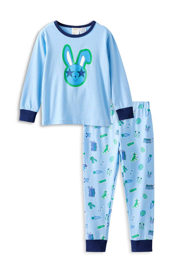 Milky Clothing Rascal Bunny Pj'S in Steel Blue
