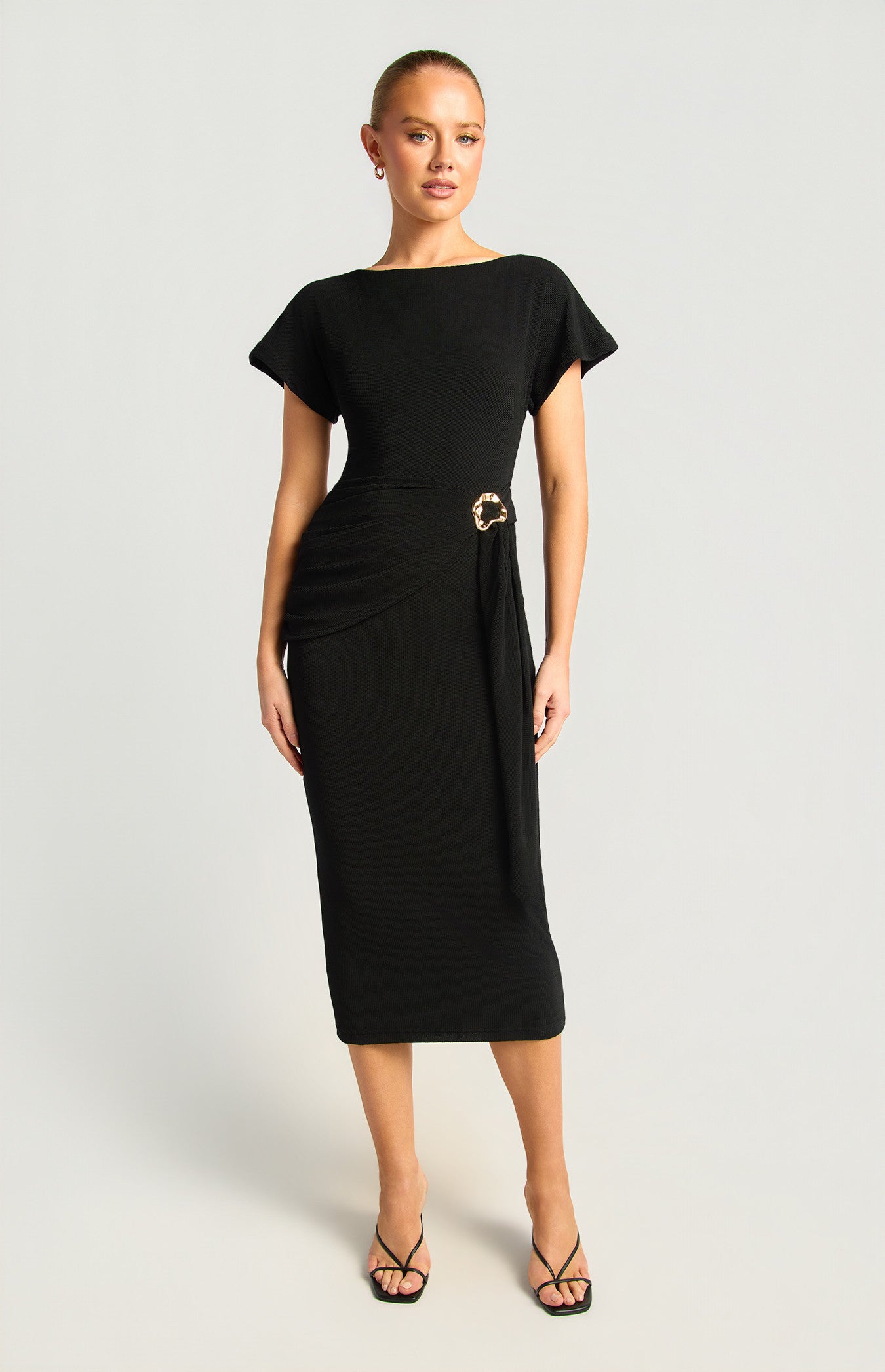 Style State - Textured Jersey Dress w/sash detail