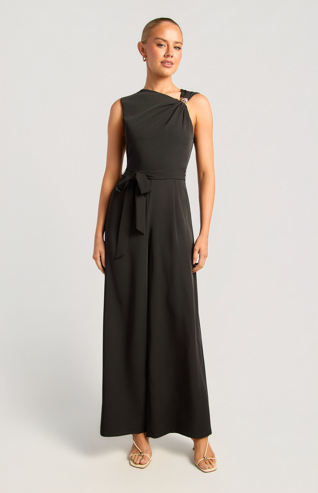 Style State - Front Pleat Jumpsuit w/gold Buckle