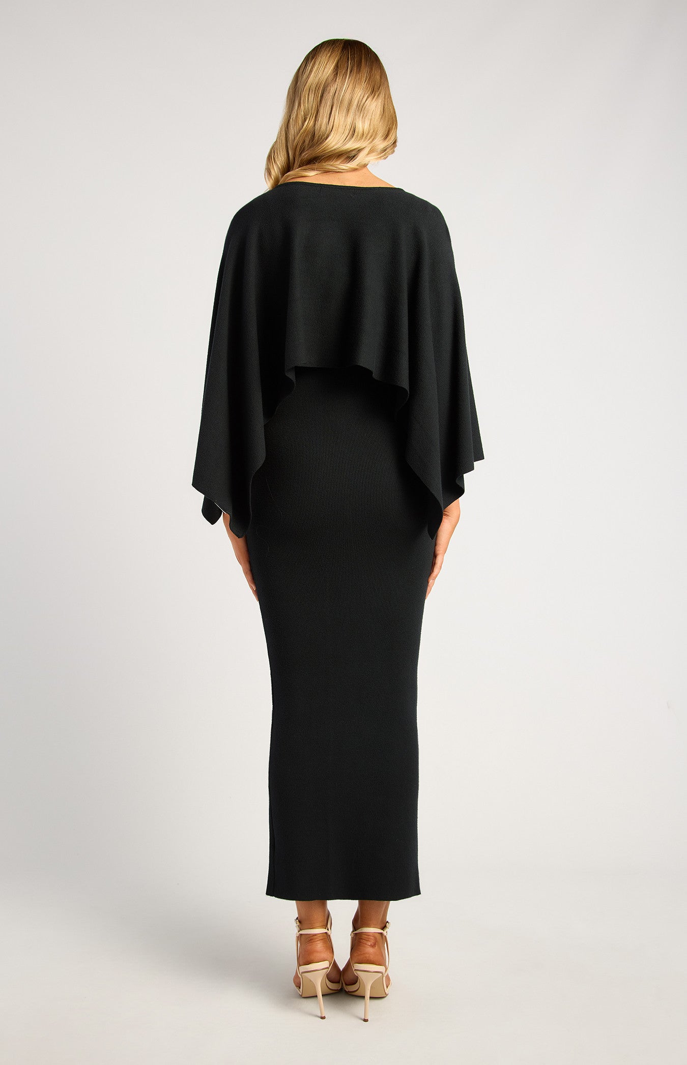 Style State - Two Way Wear Cape Feature Knit Dress