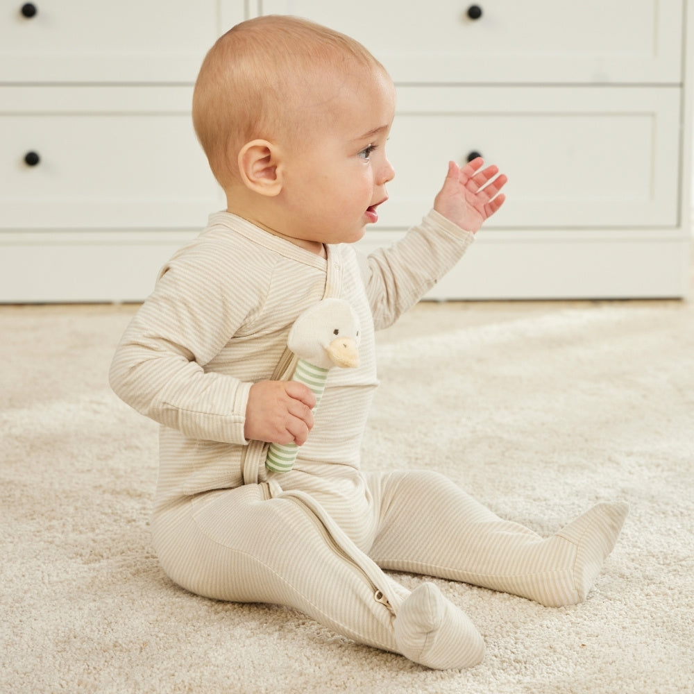 Jiggle & Giggle Stripe Duck Rattle in Multi