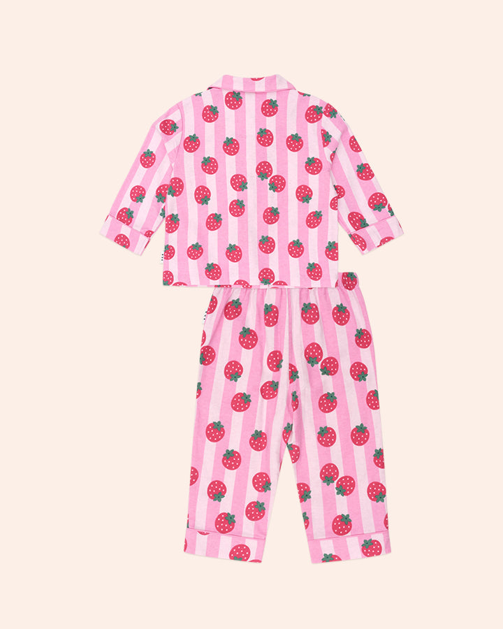 Huxbaby Strawberry Fields Forever Stripe Flannel Pj in STRAWBERRY/ALMOND MILK