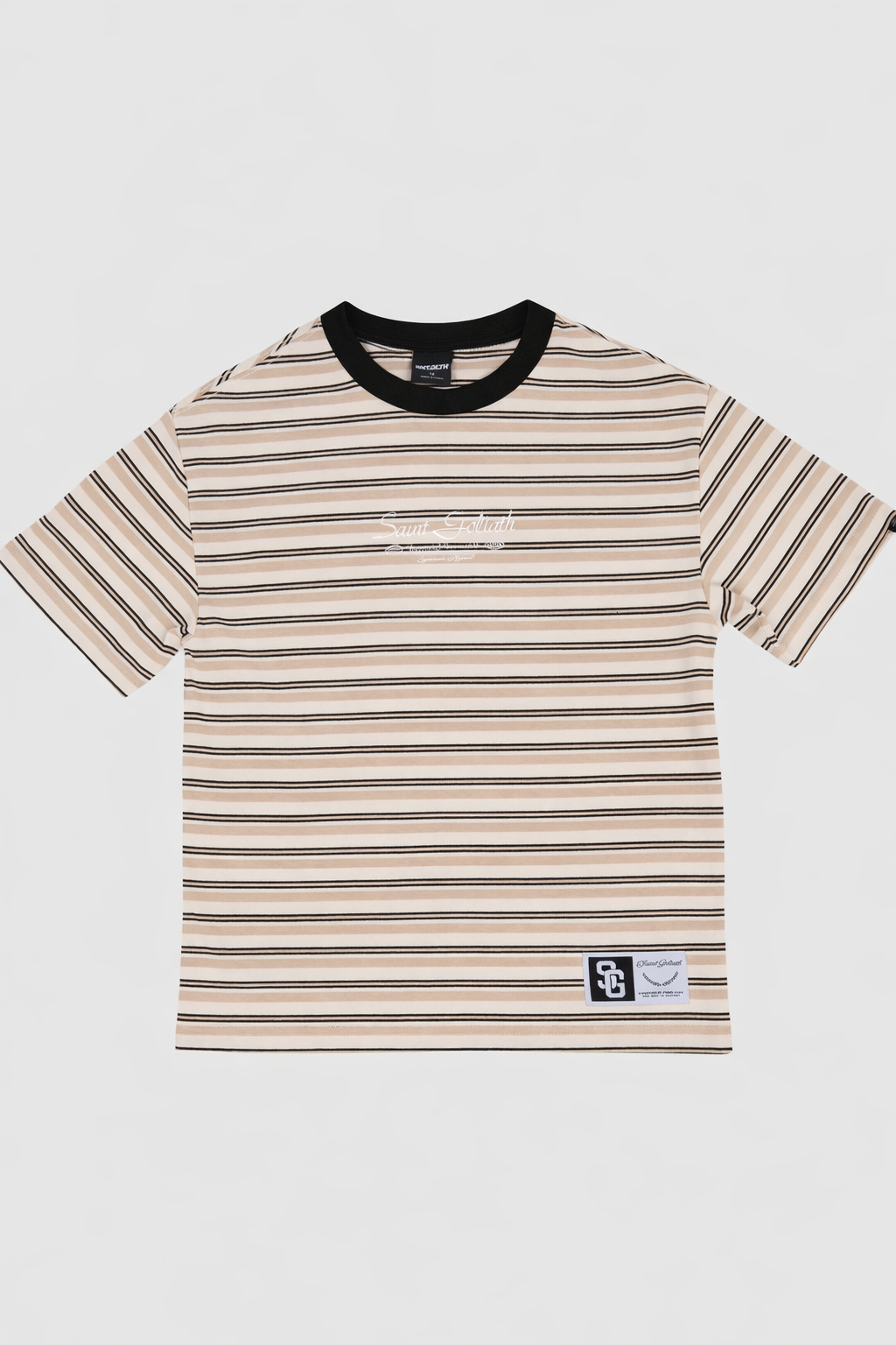 St Goliath Boys Stripe Ringer Tee (Size 8-16) in TAN