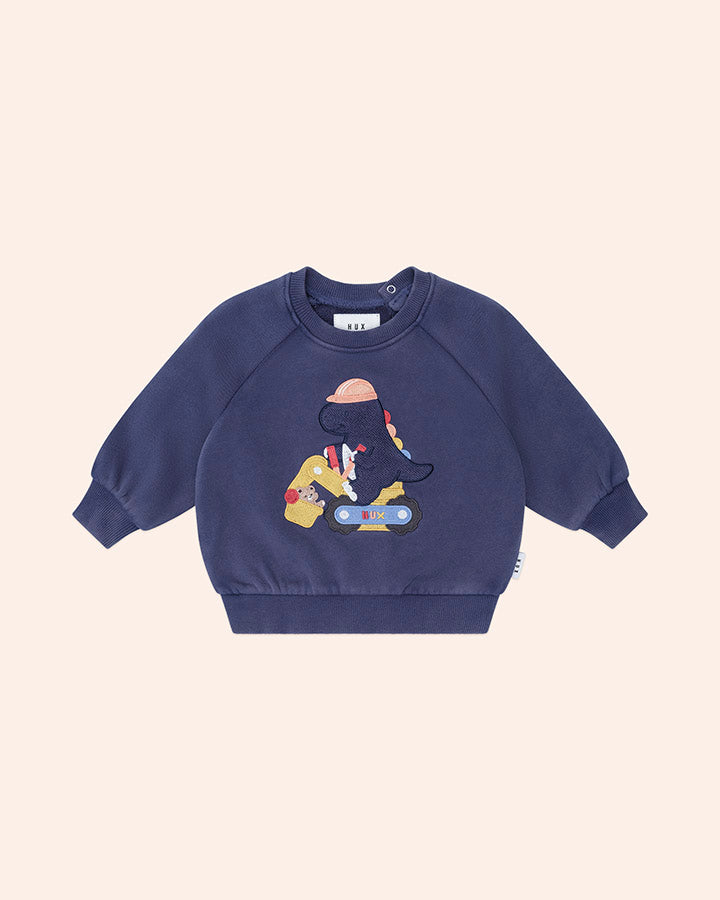 Huxbaby Tradie Dino Sweatshirt in WASHED NAVY