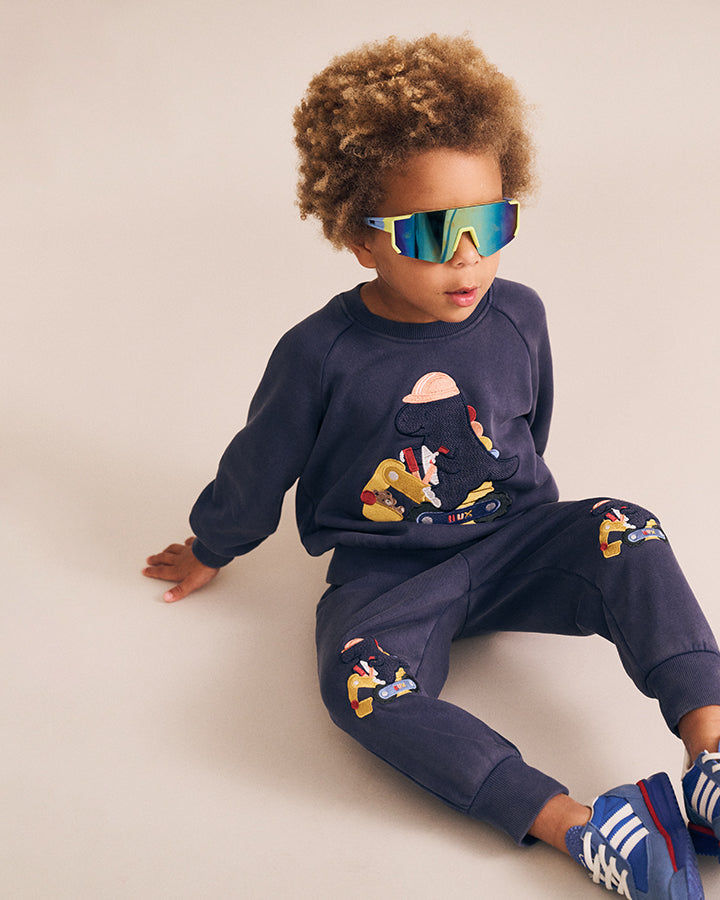 Huxbaby Tradie Dino Sweatshirt in WASHED NAVY
