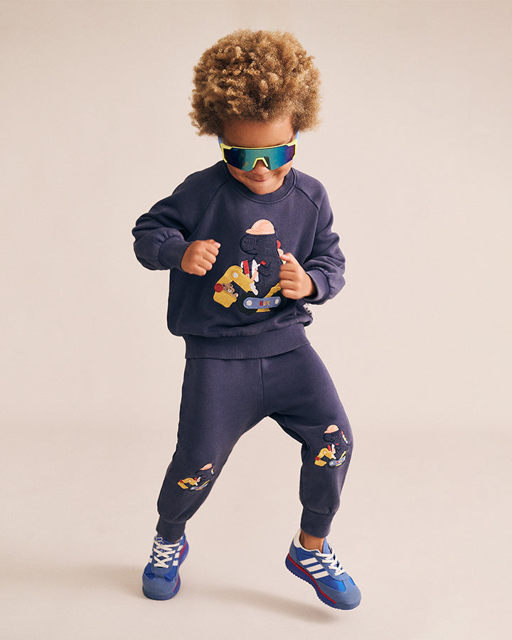 Huxbaby Tradie Dino Sweatshirt in WASHED NAVY