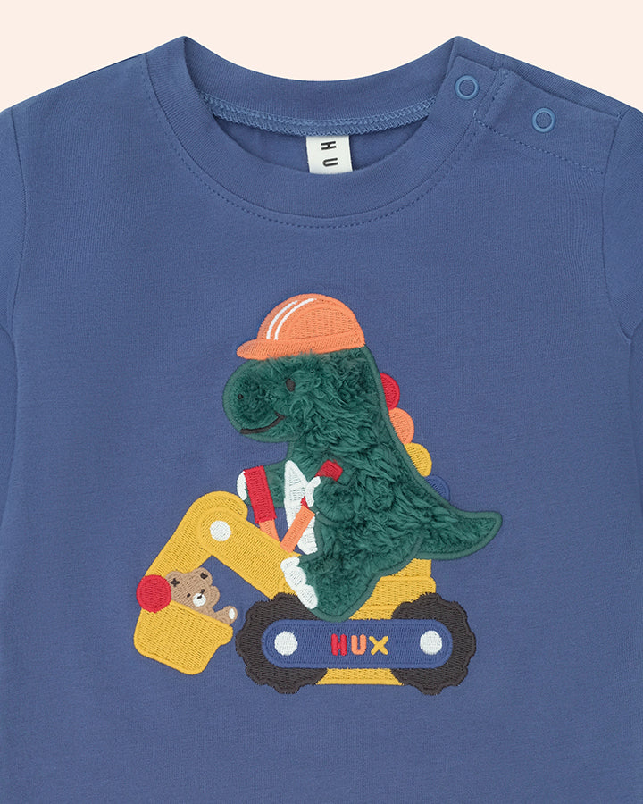 Huxbaby Tradie Dino Top in VINTAGE BLUE