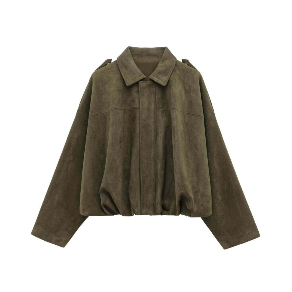 Smaibulun - Suede Zip Gather Hem Bomber Jacket