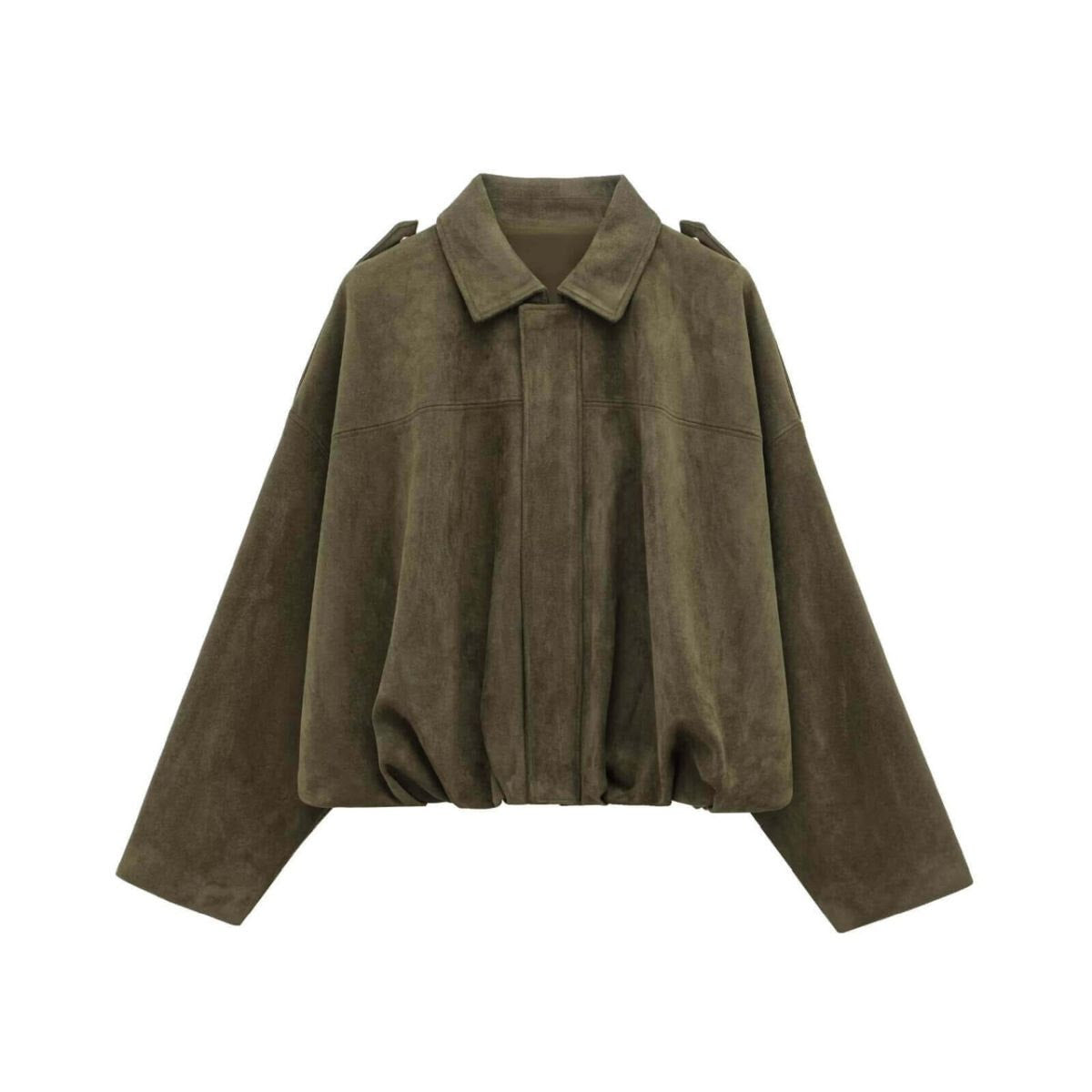 Smaibulun - Suede Zip Gather Hem Bomber Jacket