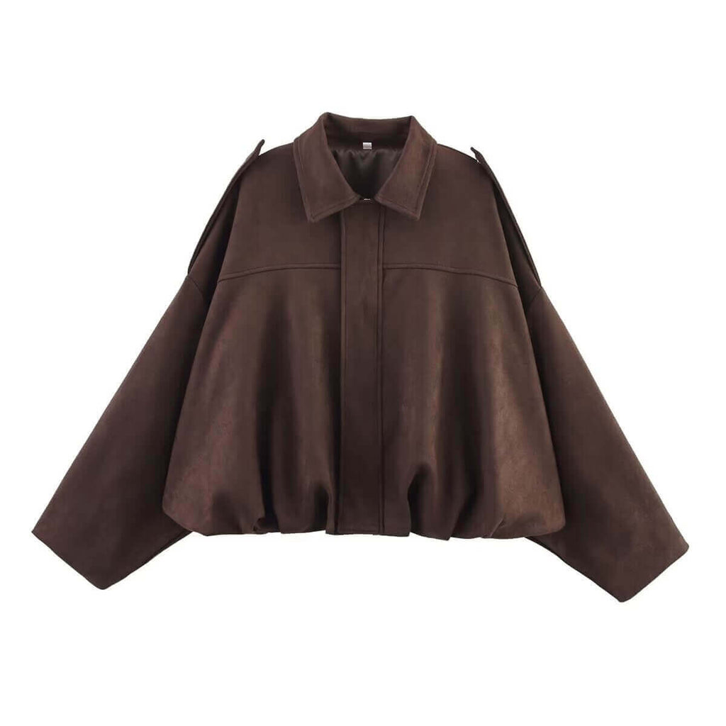 Smaibulun - Suede Zip Gather Hem Bomber Jacket