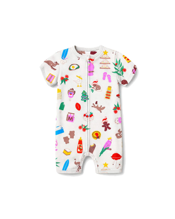 Milky Clothing Very Aussie Zip Romper in Silver Marle