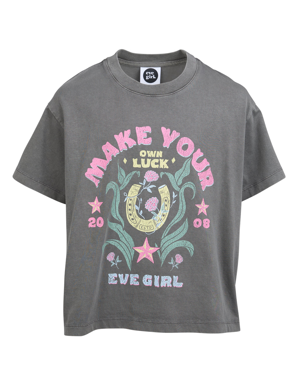 Eve Girl Wild West Tee (Size 8-16) in CHARCOAL