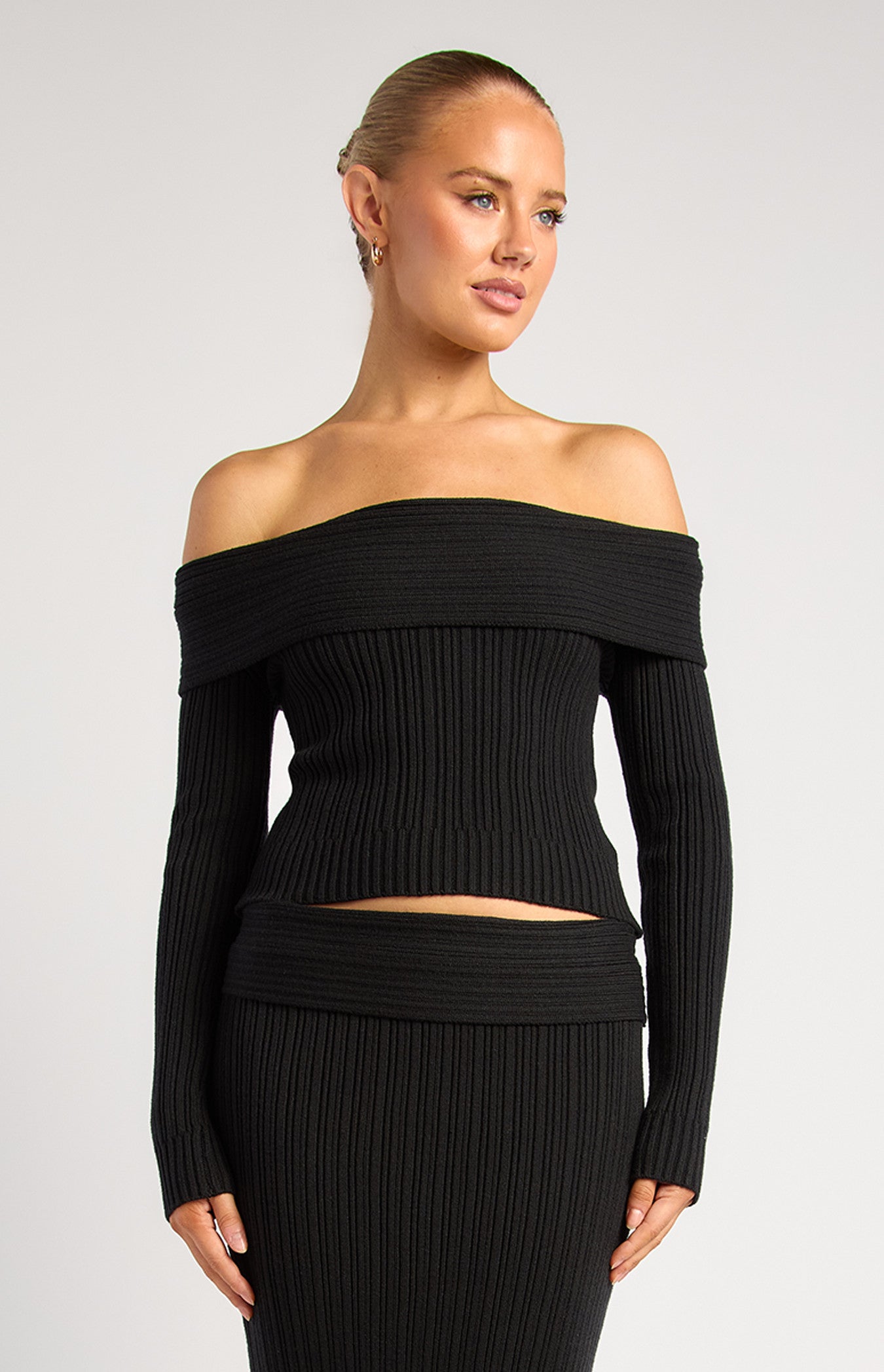 Style State - Textured Rib Off Shoulder Knit Top (WKN878)