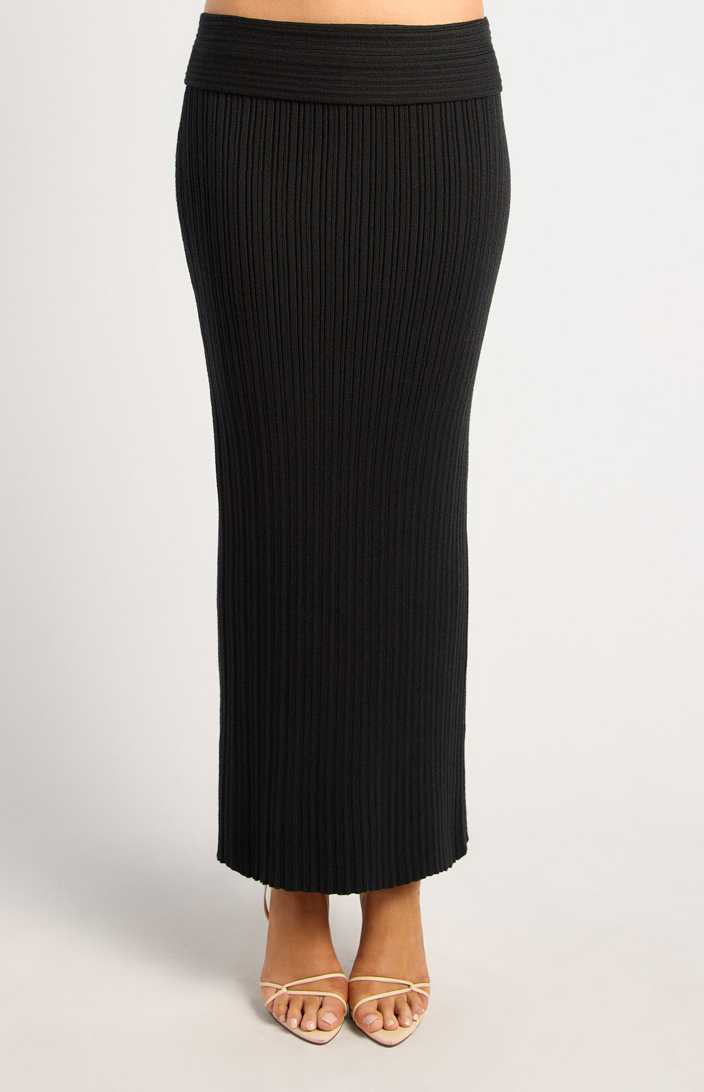 Style State - Textured Rib Rolled Waistband Knit Maxi Skirt (WKN886)