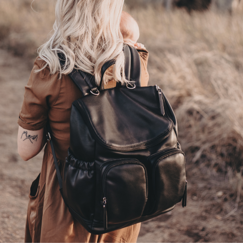 OIOI – FAUX LEATHER NAPPY BACKPACK BLACK
