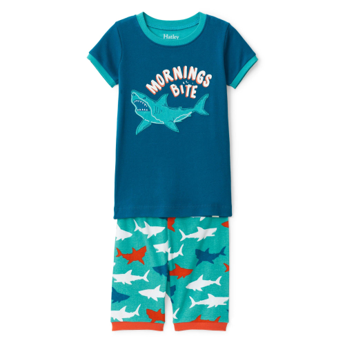 Hatley – Great White Sharks Organic Cotton Short Applique Pajama Set