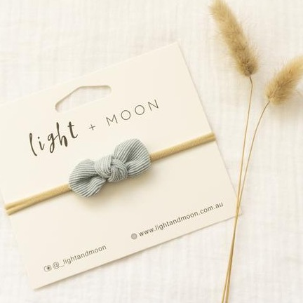 Light + Moon – Dusty Blue Mini Corduroy Bow Headband