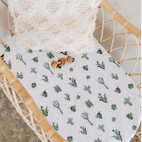 Snuggle Hunny – Cactus Fitted Bassinet Sheet & Change Pad cover