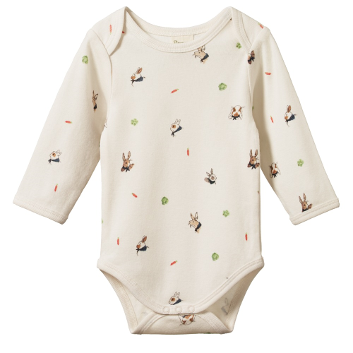 Nature Baby – Cotton Long Sleeve Bodysuit – Bunny Garden Print
