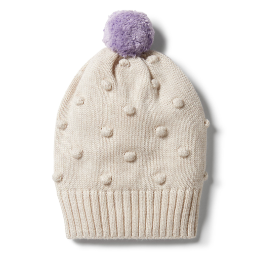 Wilson&Frenchy – Knitted Spot Jacquard Hat – Oatmeal Melange