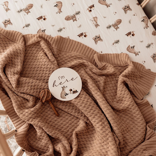Snuggle Hunny – Diamond Knit Baby Blanket – Hazelnut
