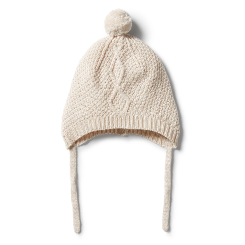 Wilson&Fenchy – Knitted Cable Bonnet – Oatmeal Melange