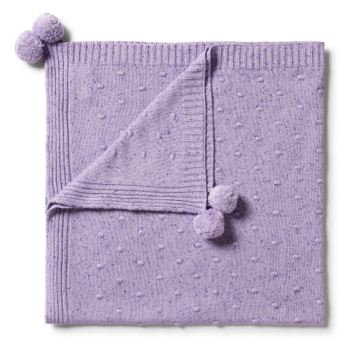 Wilson&Frenchy -Knitted Spot Jacuard Blanket – Pastel Lilac Fleck