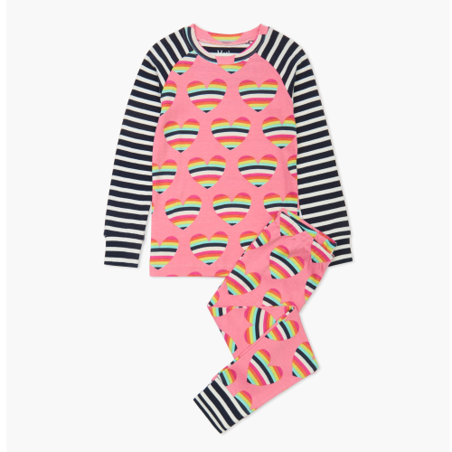 Hatley – Rainbow Hearts Organic Cotton Pajama Set