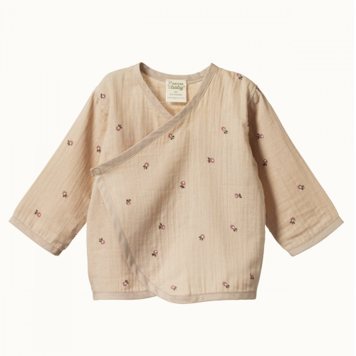 Nature Baby – Muslin Kimono Jacket – Posey Blossom Fawn Print