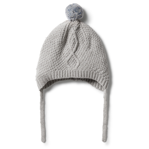 Wilson&Frenchy – Knitted Cable Bonnet – Glacier Grey Fleck