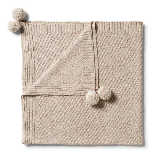 Wilson&Frenchy – Knitted Jacquard Blanket – Oatmeal Fleck