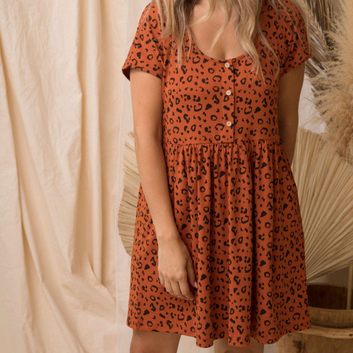 KAPOW – Rust Cheetah Women’s Dress