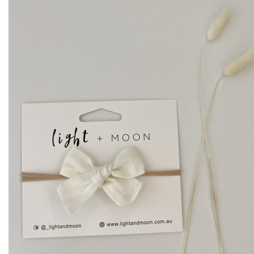 Light + Moon – White Linen Bow Headband