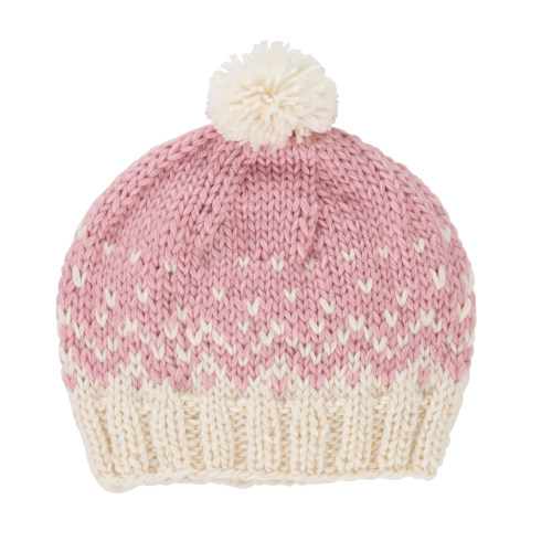 Acorn – Snowflake Beanie – Pink and Cream