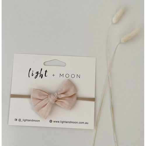 Light + Moon – Baby Pink Embroidered Bow Headband