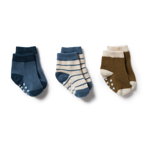 Wilson&Frenchy – 3 Pack Baby Socks – Denim Blue/Legion Blue/Olive