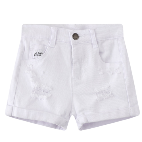 Cracked Soda – Tilli Denim Shorts – White (3-8)