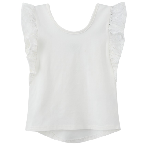 Cracked Soda – Lacey Frill Top – White (3-8)