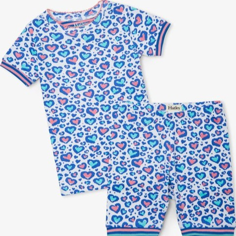 Hatley – Cheetah Hearts Organic Cotton Short Pajama Set