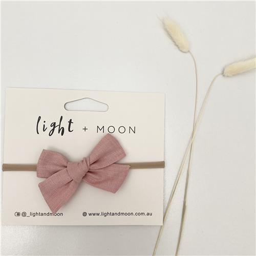 Light + Moon – Dusty Pink Linen Bow Headband