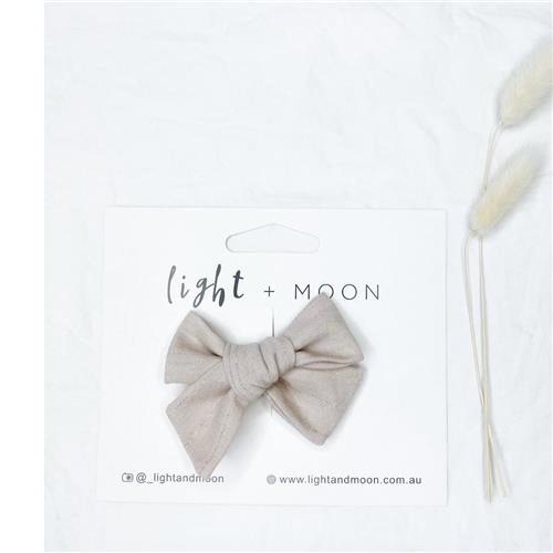 Light + Moon – Beige Shimmer Bow Clip