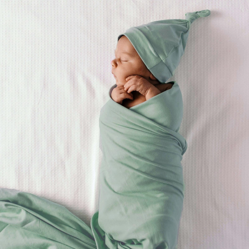 Snuggle Hunny – Sage I Baby Jersey Wrap & Beanie Set