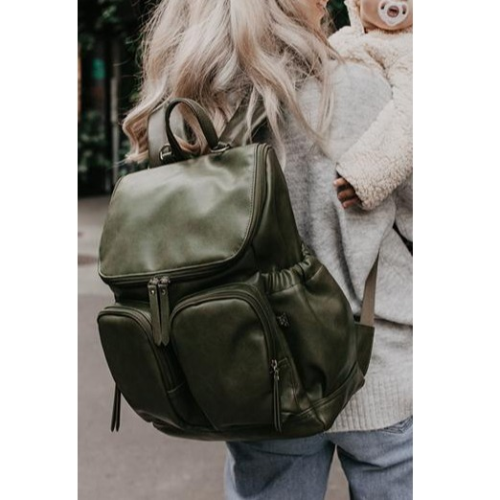 OIOI – Faux Leather Nappy Bag – Olive