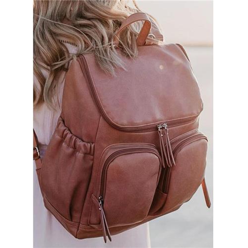 OIOI – Faux Leather Nappy Backpack – Dusty Rose