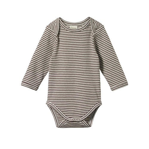 Nature Baby – Long Sleeve Bodysuit – Truffle Marl Stripe